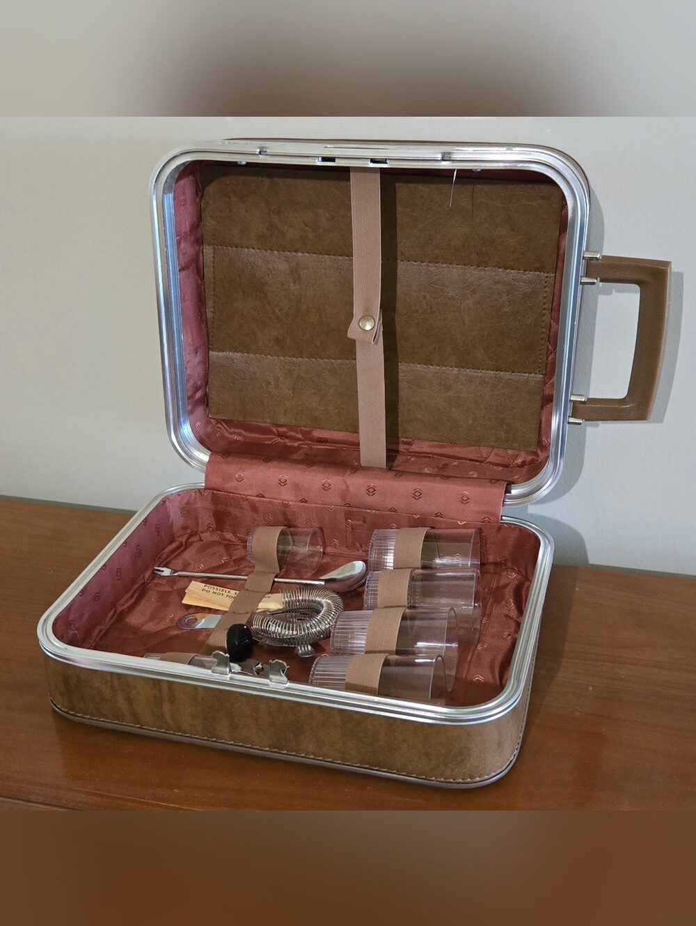 MCM Vintage 60s Portable Travel Bar Suitcase, Cocktail Set - PRISTINE